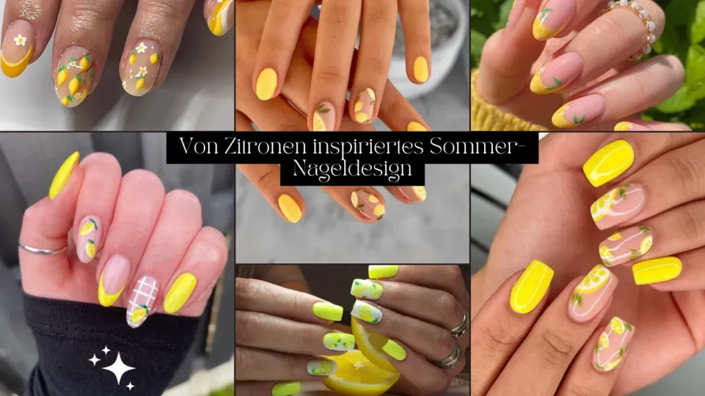 Von Zitronen inspiriertes Sommer-Nageldesign
